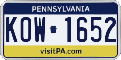 PA license plate KOW1652