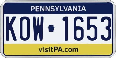 PA license plate KOW1653