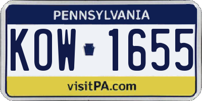 PA license plate KOW1655