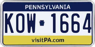 PA license plate KOW1664