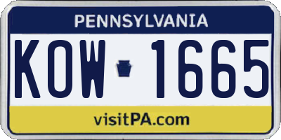 PA license plate KOW1665