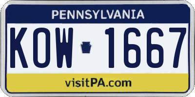 PA license plate KOW1667