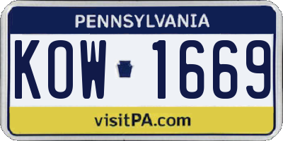 PA license plate KOW1669