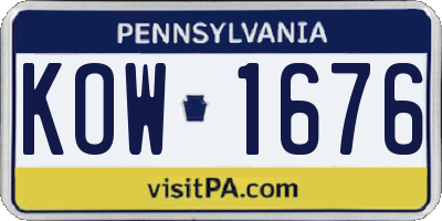 PA license plate KOW1676