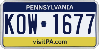 PA license plate KOW1677