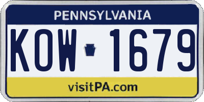 PA license plate KOW1679