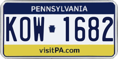 PA license plate KOW1682