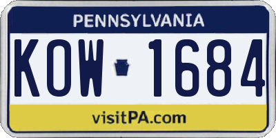 PA license plate KOW1684