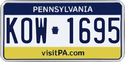 PA license plate KOW1695