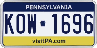 PA license plate KOW1696