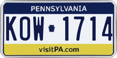 PA license plate KOW1714