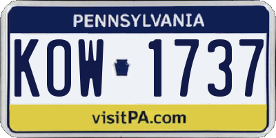 PA license plate KOW1737