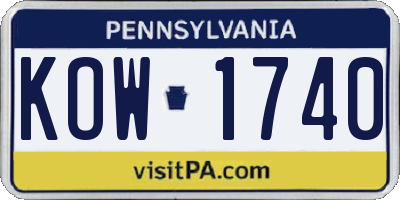 PA license plate KOW1740