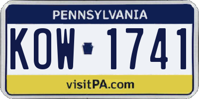 PA license plate KOW1741