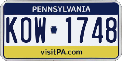 PA license plate KOW1748