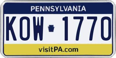 PA license plate KOW1770