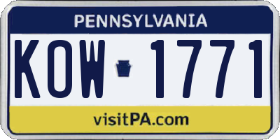 PA license plate KOW1771