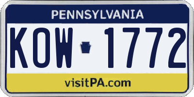 PA license plate KOW1772