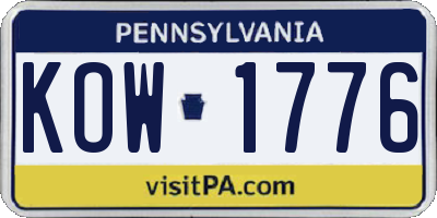 PA license plate KOW1776