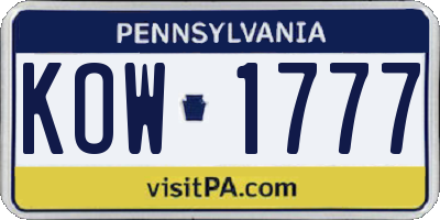 PA license plate KOW1777