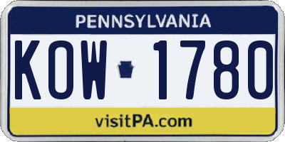 PA license plate KOW1780