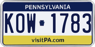 PA license plate KOW1783