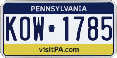 PA license plate KOW1785