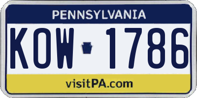 PA license plate KOW1786