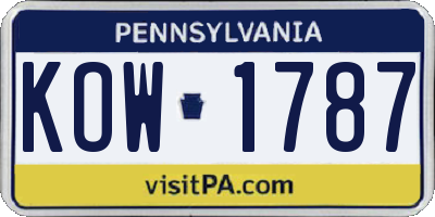 PA license plate KOW1787