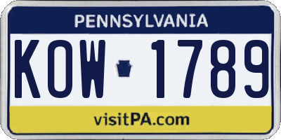 PA license plate KOW1789
