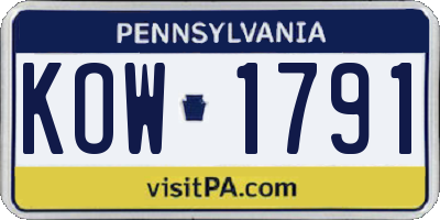 PA license plate KOW1791