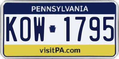 PA license plate KOW1795