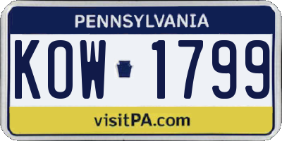 PA license plate KOW1799
