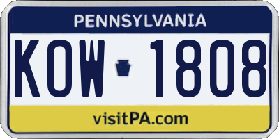 PA license plate KOW1808