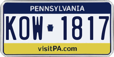 PA license plate KOW1817