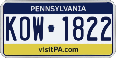 PA license plate KOW1822