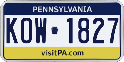 PA license plate KOW1827