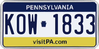 PA license plate KOW1833