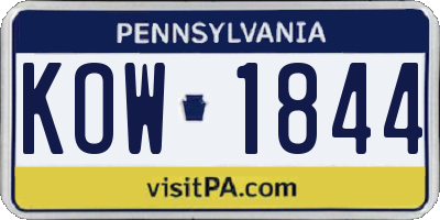 PA license plate KOW1844