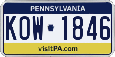 PA license plate KOW1846