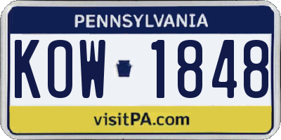 PA license plate KOW1848