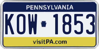 PA license plate KOW1853