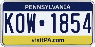 PA license plate KOW1854
