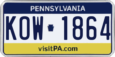 PA license plate KOW1864