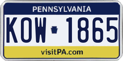 PA license plate KOW1865