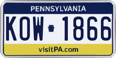 PA license plate KOW1866