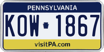 PA license plate KOW1867