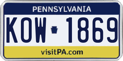 PA license plate KOW1869