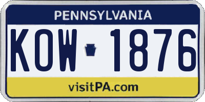 PA license plate KOW1876