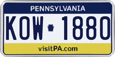 PA license plate KOW1880